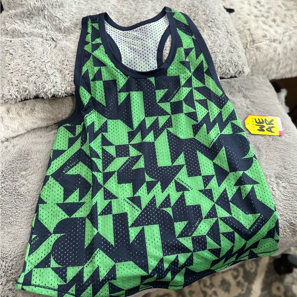 Zumba Fitness Green and Black Geometric Tank Top
